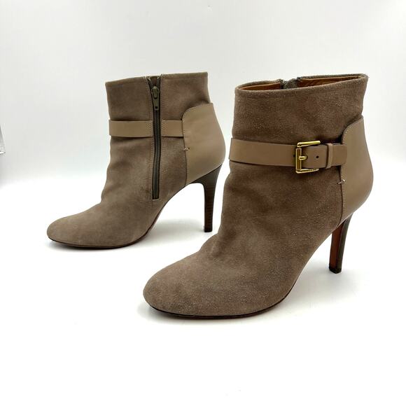Coach Mason Booties Leather Suede Gray Taupe - Picture 10 of 10
